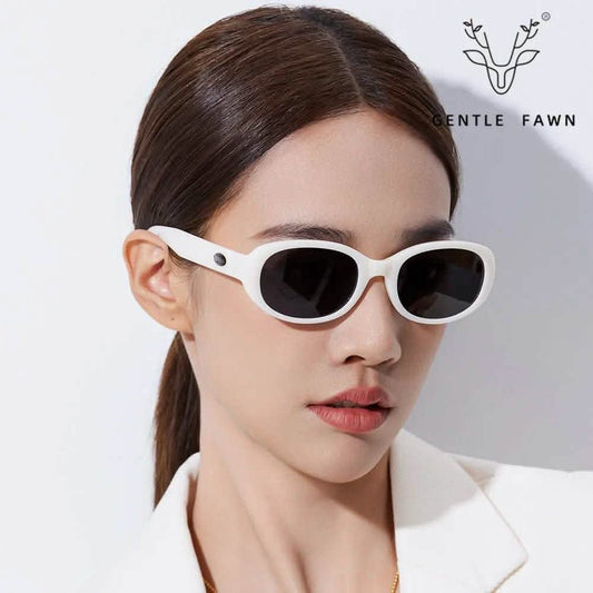 White Round Sunglasses | TR90 Korean Small Frame Oval UV Protection Sunshades