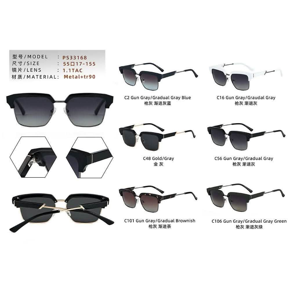 Oversized Polarized Sunglasses | Metal Fashionable Eyebrow Style & Premium Glasses