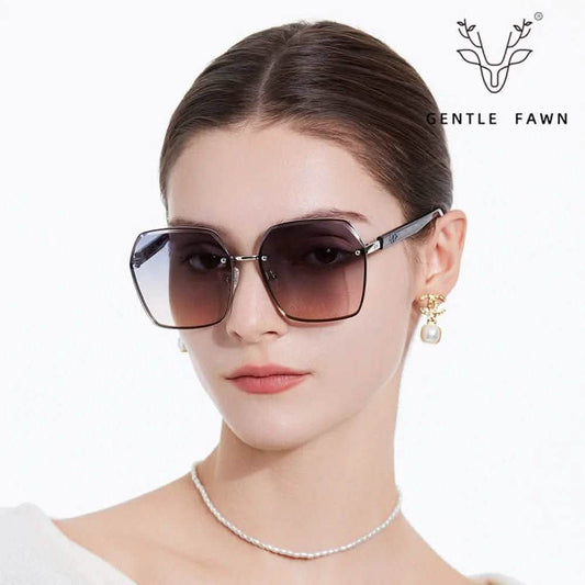 Best Sunglasses for Big Heads | New Composite Nylon Frameless Sunglasses | Women's Large Frame with Plate Legs | Classic & Versatile Fashion Glasses