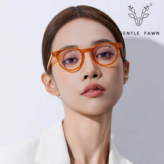 Best Eyeglasses for Round Face | New Women's Rice Nail Round Frames | TR Anti-Blue Flat Glasses | Myopia-Compatible | Wholesale