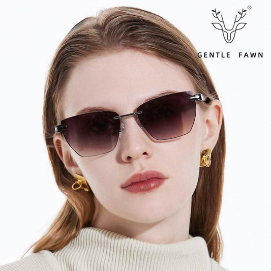 Rimless Sunglasses Women | Chic Gradient UV Protection & Stylish High-End Shades-1