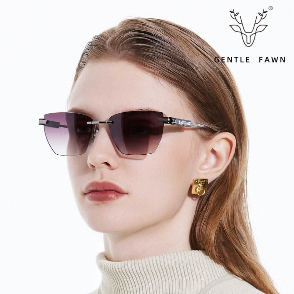 Rimless Sunglasses Women | Chic Gradient UV Protection & Stylish High-End Shades-2