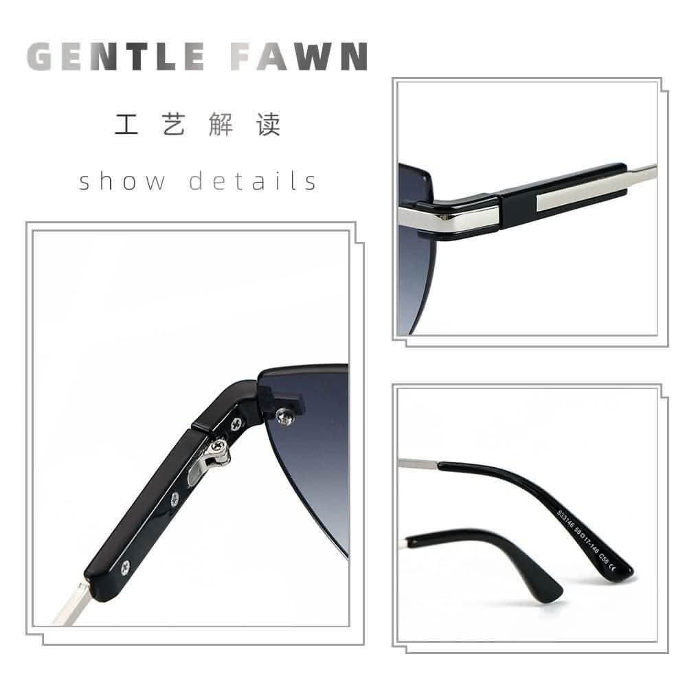 Rimless Sunglasses Women | Chic Gradient UV Protection & Stylish High-End Shades-details